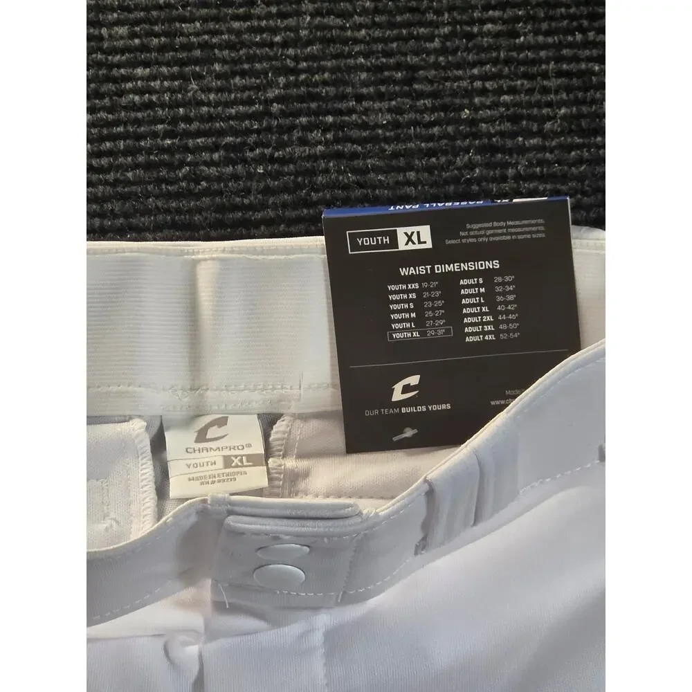 Champro Youth XL White Baseball Pants NWT Open Btm